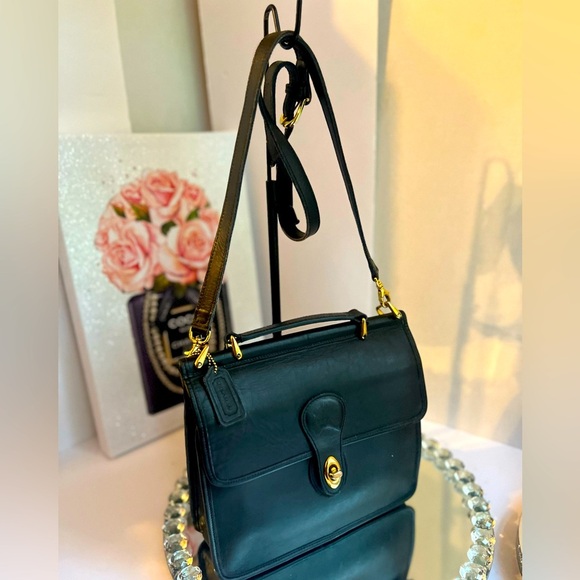 COACH vintage Willis Black Leather Top Handle Crossbody Bag 10.5x10x3.5” - Picture 16 of 16